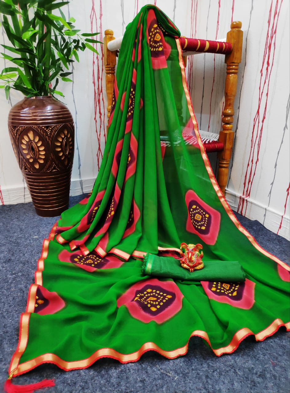 Shree 68 Casual Wear Printed Bandhani Georgette Designer Saree Collection